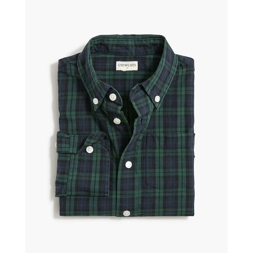 Boys 8 J. Crew Crewcuts long-sleeve flex casual shirt in Black Watch plaid